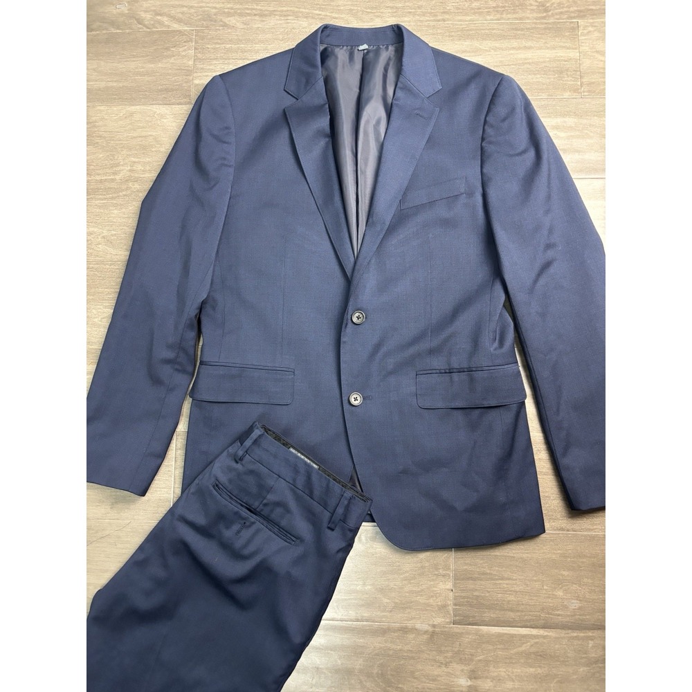 Bonobos Suit Mens 38R Blue Wool Blend Stretch Standard Fit Pant 31x30 2 Piece